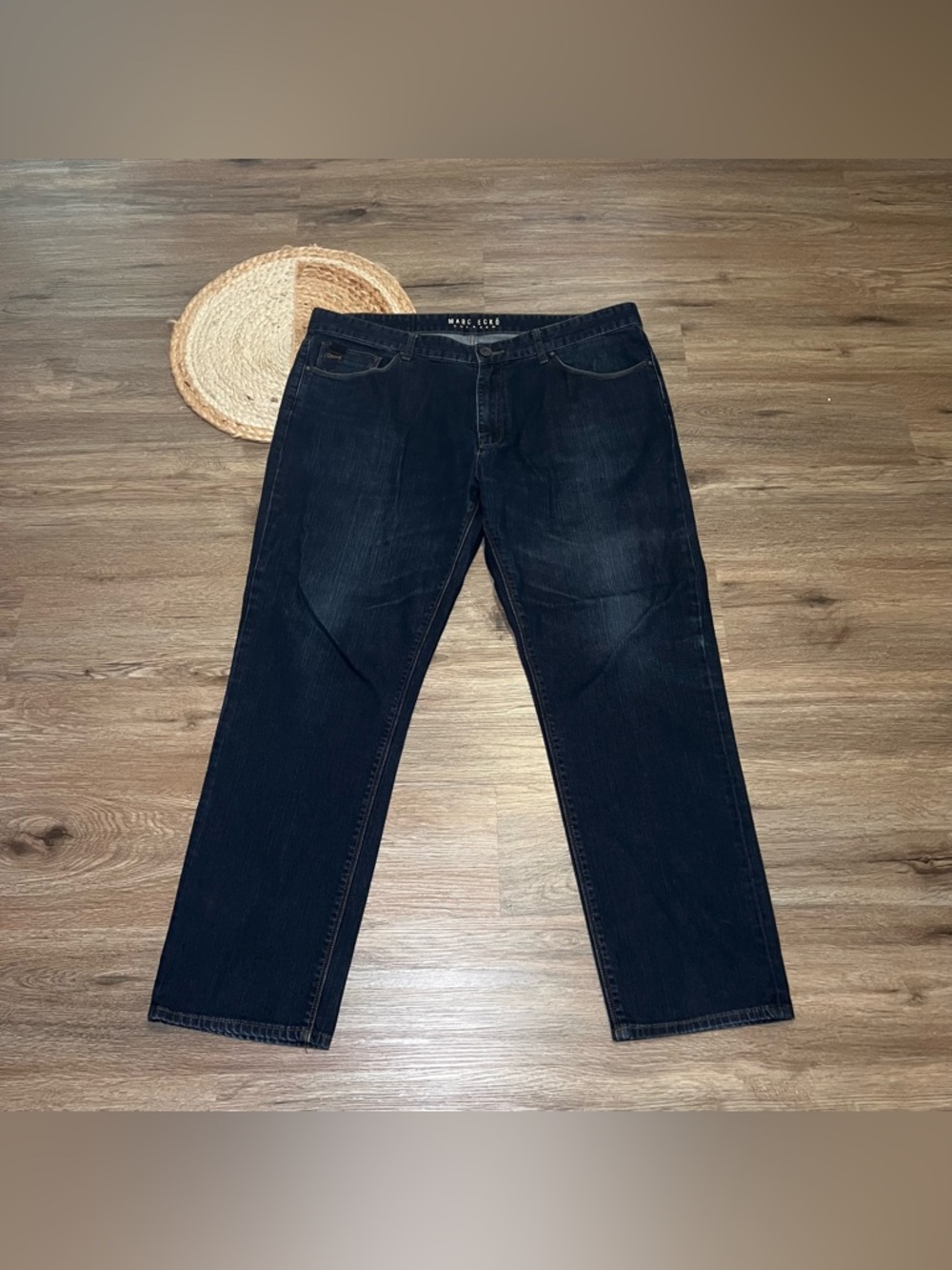 MARC ECKO CUT & SEW Mens Straight Dark Washed Blue Jeans